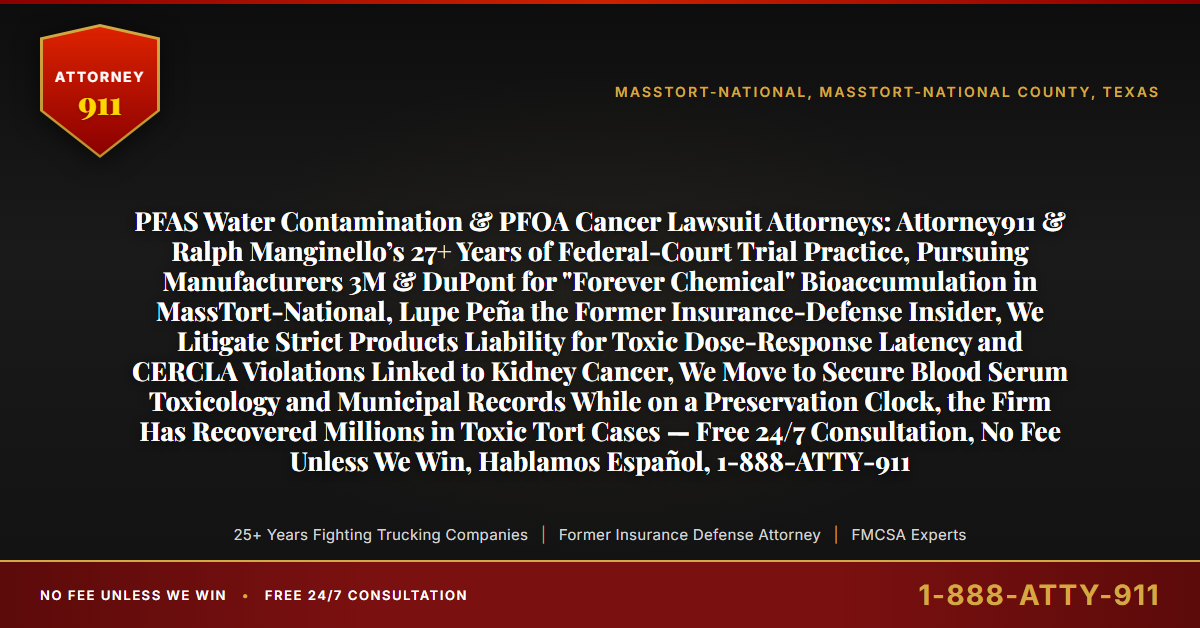 PFAS Water Contamination & PFOA Cancer Lawsuit Attorneys: Attorney911 & Ralph Manginello’s 27+ Years of Federal-Court Trial Practice, Pursuing Manufacturers 3M & DuPont for 