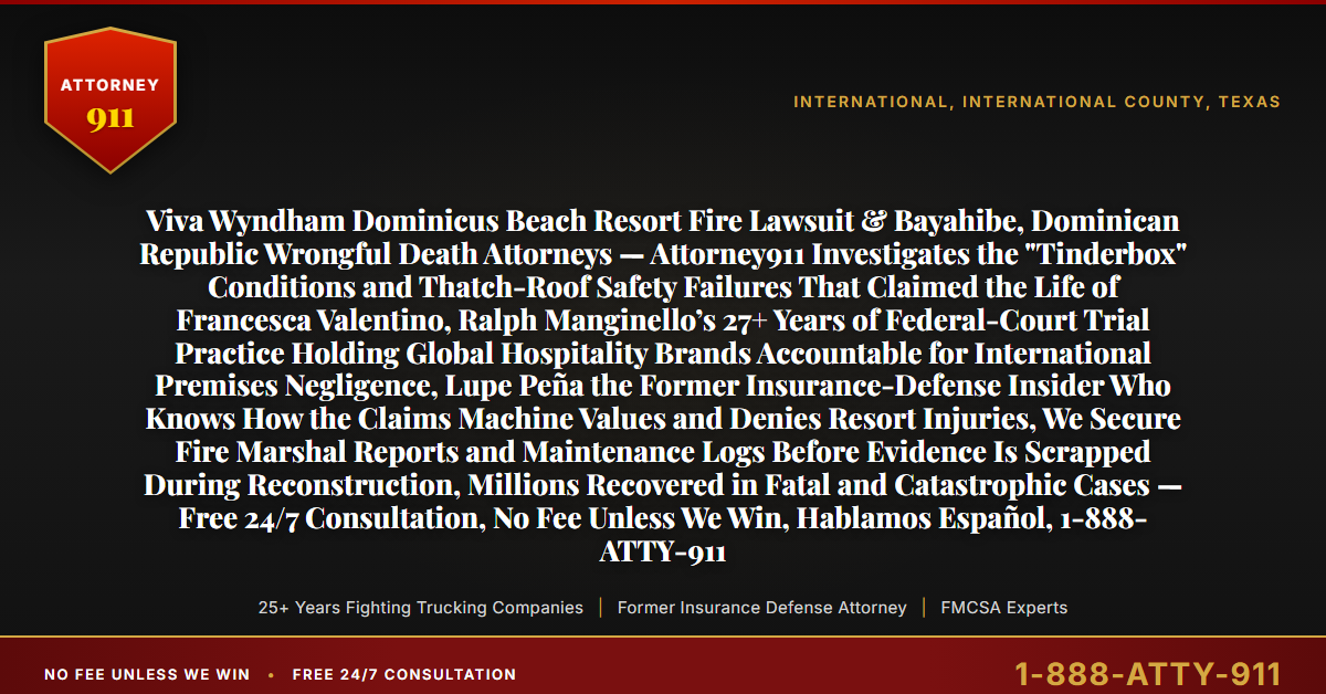 Viva Wyndham Dominicus Beach Resort Fire Lawsuit & Bayahibe, Dominican Republic Wrongful Death Attorneys — Attorney911 Investigates the 