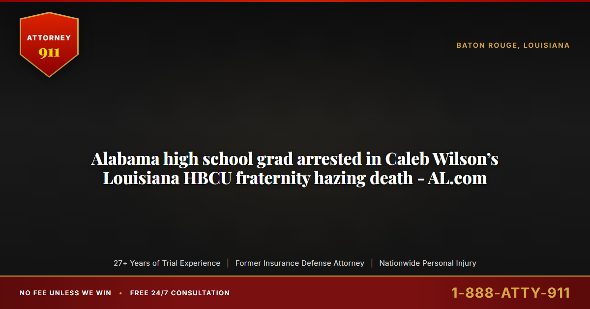 Alabama high school grad arrested in Caleb Wilson’s Louisiana HBCU fraternity hazing death - AL.com - Attorney911