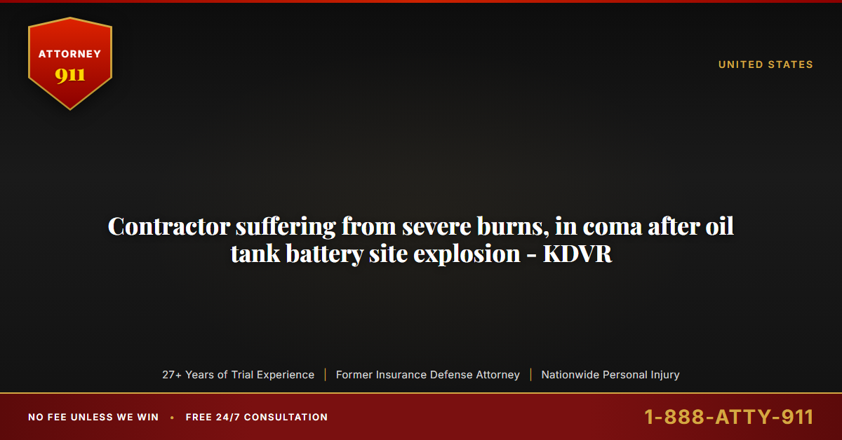 Contractor suffering from severe burns, in coma after oil tank battery site explosion - KDVR - Attorney911